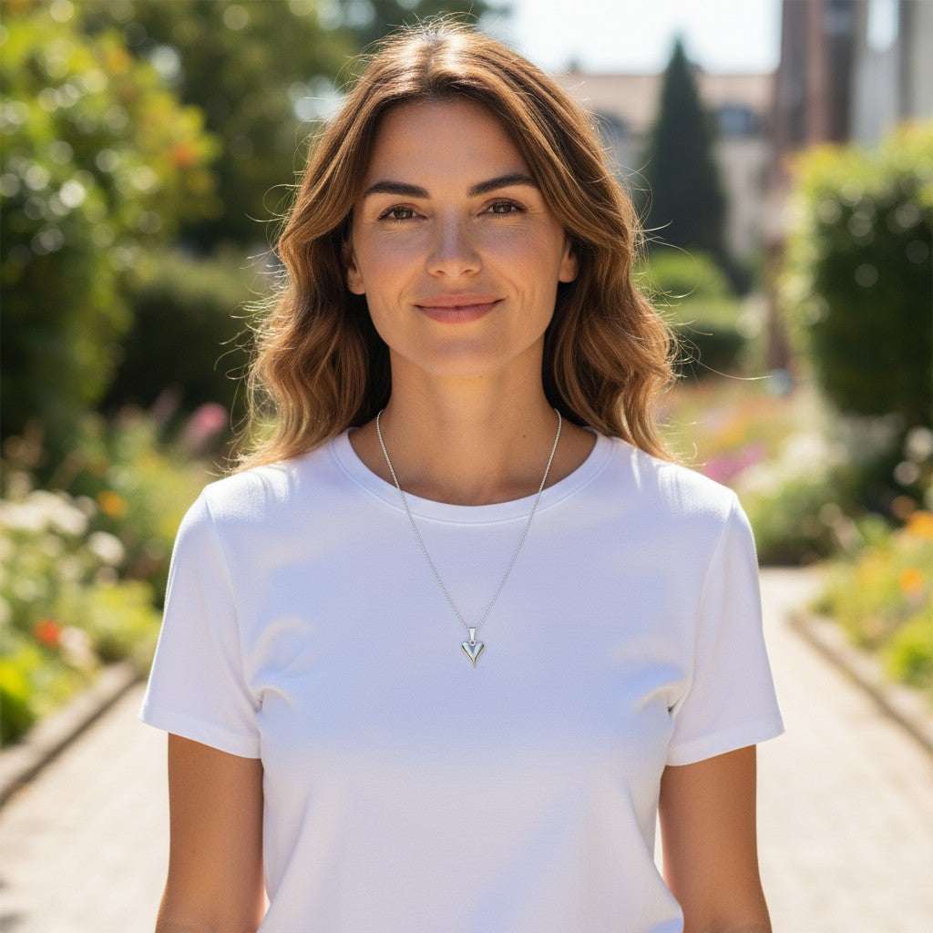 Kadın Gümüş Ve Altın Kaplama Kalp Kolye