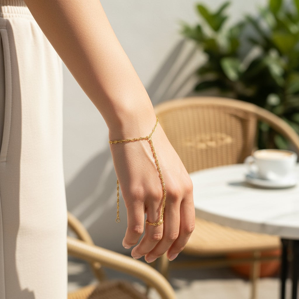 Kadın İnce Zarif Gold Sade Şahmaran