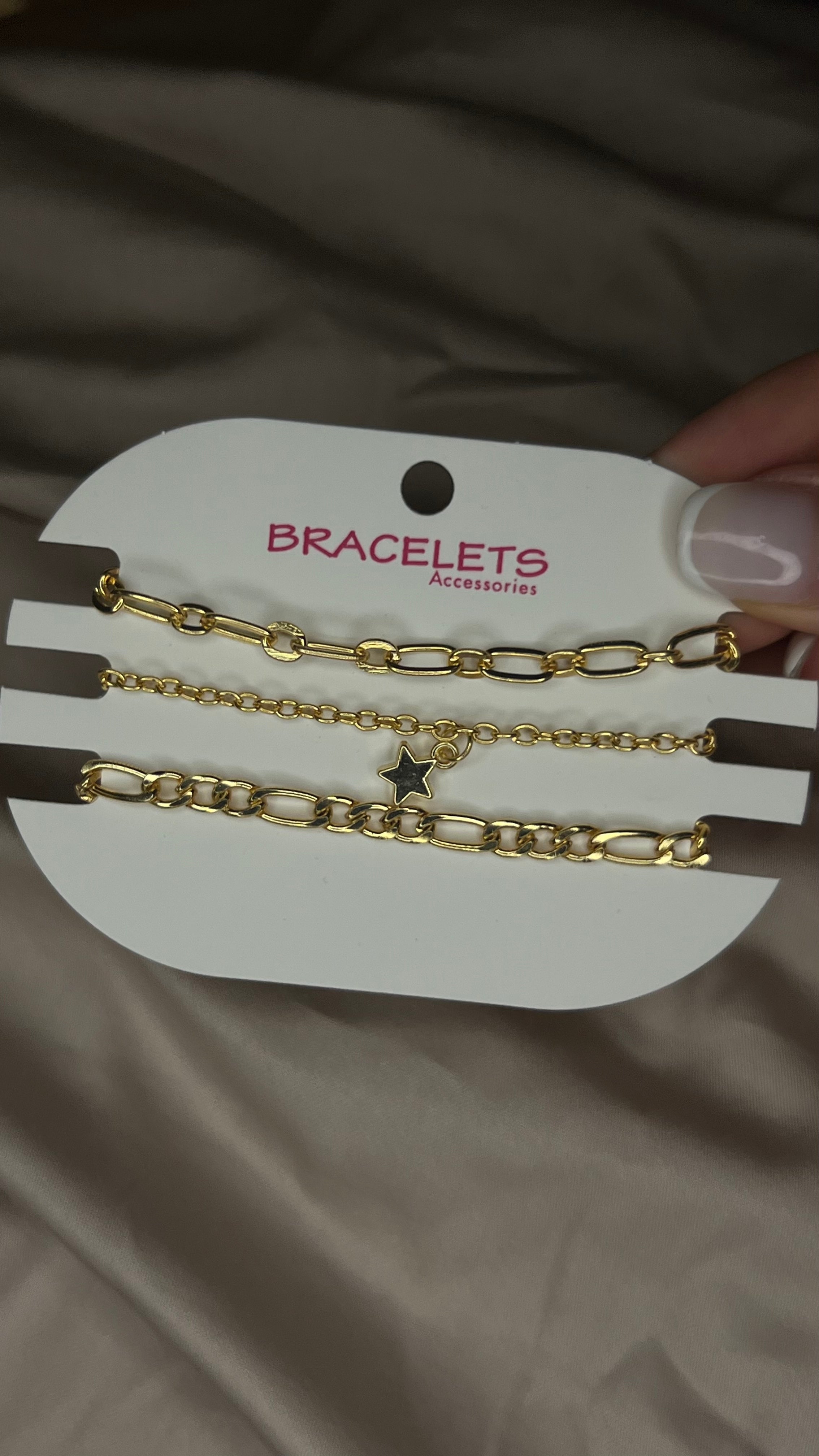 Kadın 3'Lü Yıldız Detaylı Gold Kombin Bileklik Seti